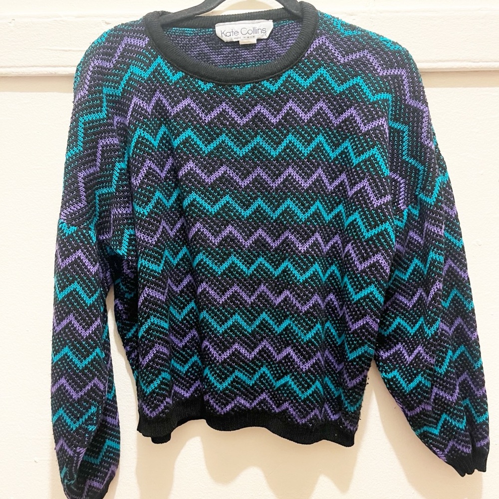 Vintage Zig Zag Patterned Sweater